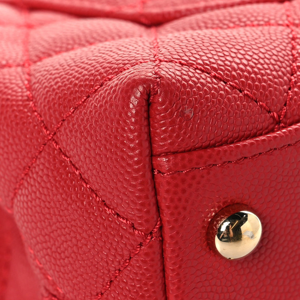 Caviar Lizard Embossed Quilted Extra Mini Coco Handle Flap Red