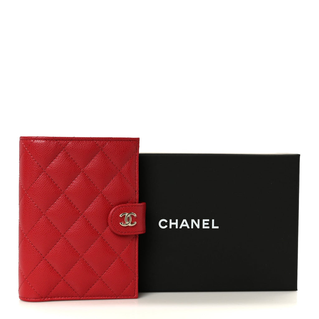 Caviar Quilted Passport Holder Red
