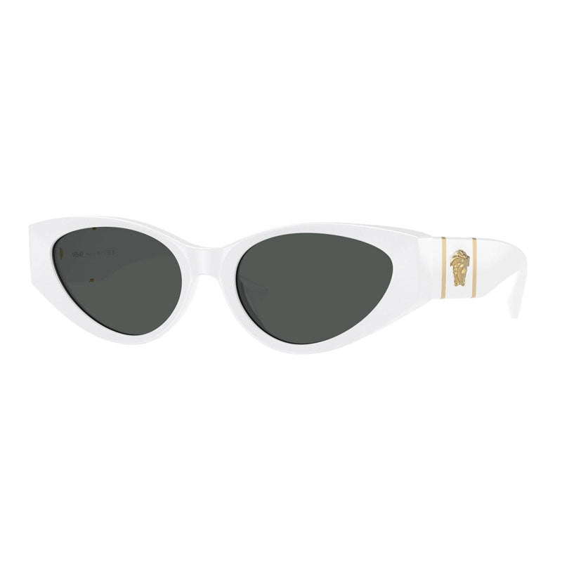 Versace Sunglasses Cat Eye Full Rim, White Frame and Dark Grey Lens VE4454314/87