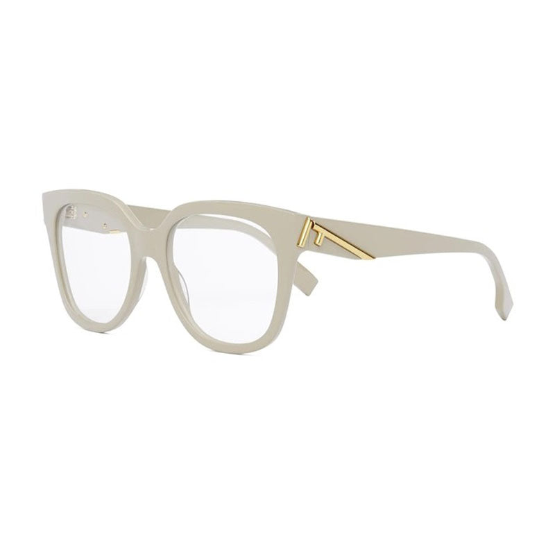 Fendi Eyeglasses Square Full Rim, Ivory Frame and Clear Demo Lenses Lens FE50064I025