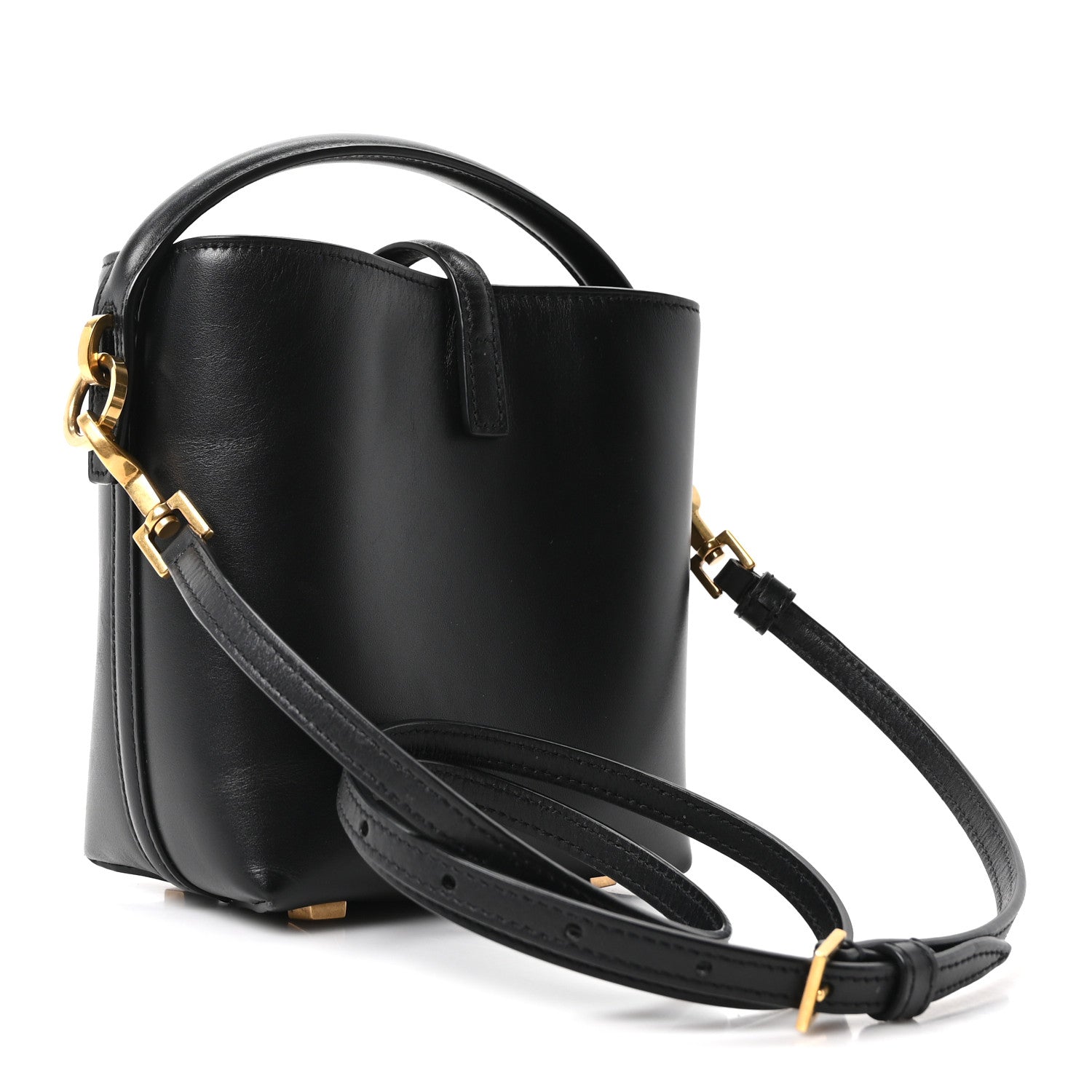 Shiny Calfskin Le 37 Mini Bucket Bag Black