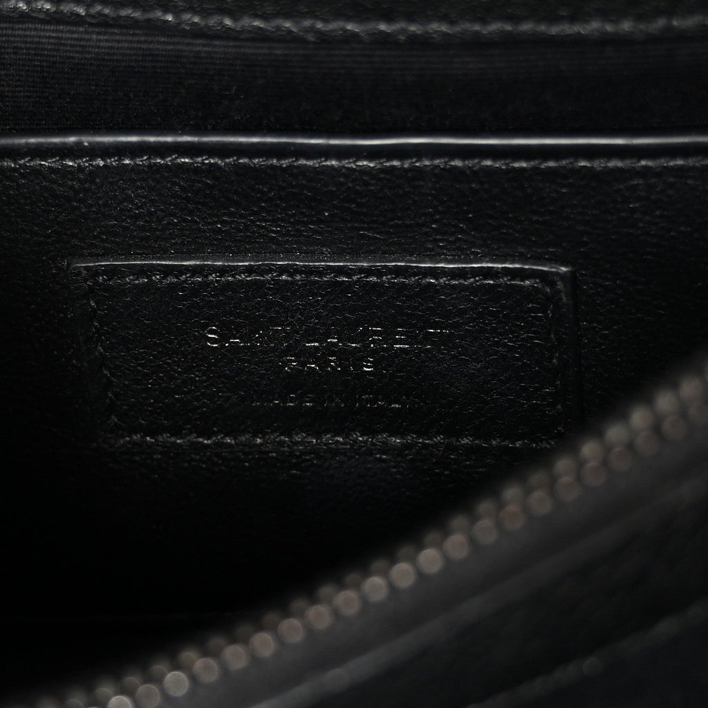 Sheepskin Matelasse Chevron Monogram Medium College Bag Black