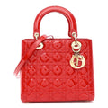 Patent Cannage Medium Lady Dior Red