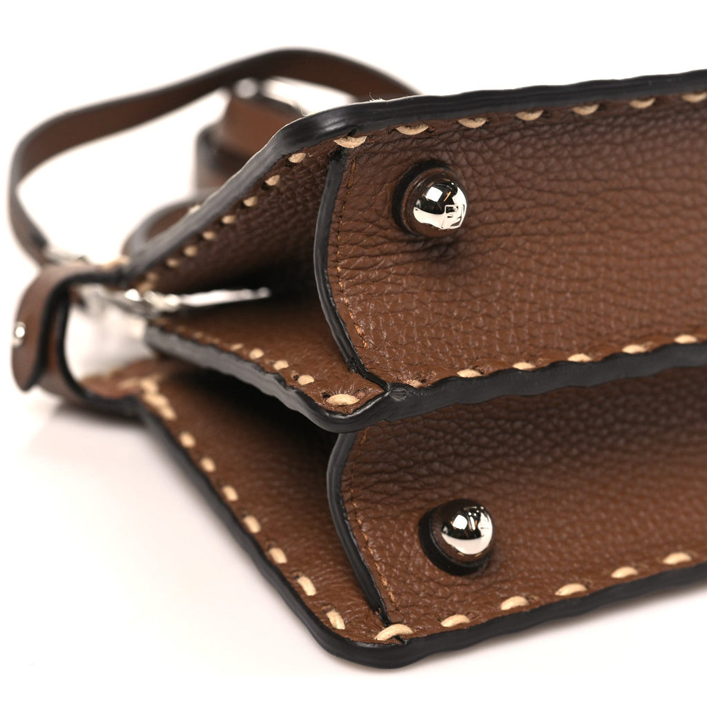 Cuoio Romano Raffia Woven Petite Peekaboo I SEE U Satchel Natural Gianduia