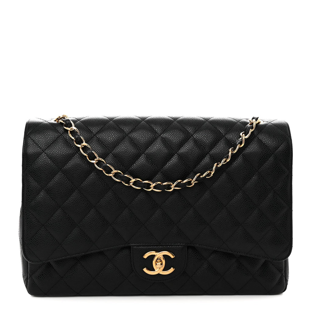 Caviar Quilted Maxi Double Flap Black