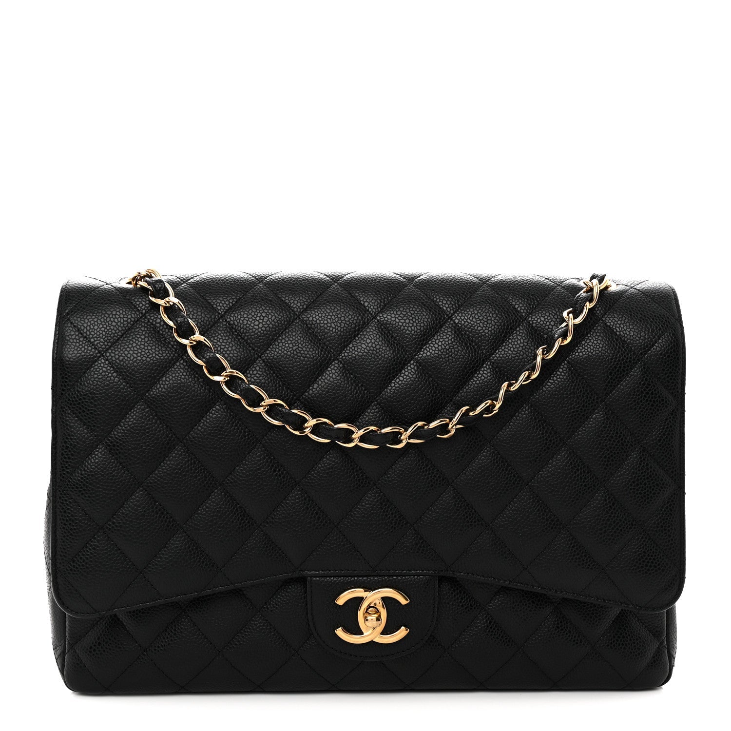 Caviar Quilted Maxi Double Flap Black