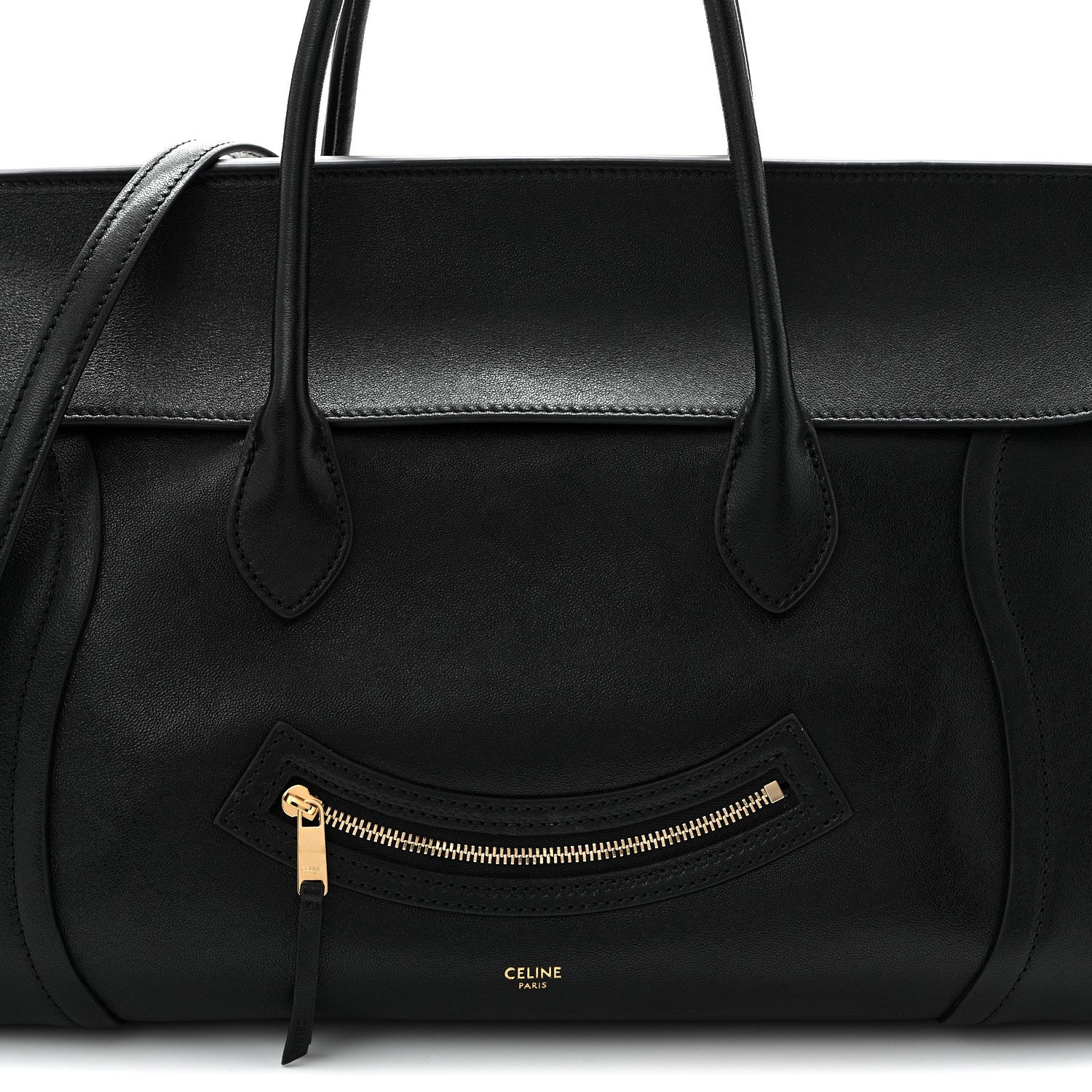 Supple Shiny Lambskin Medium Smiling New Luggage Black