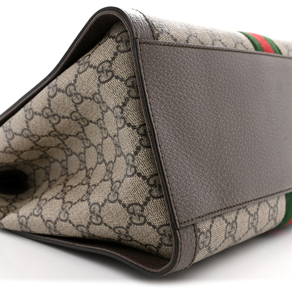 GG Supreme Monogram Web Medium Ophidia Tote Bag Brown