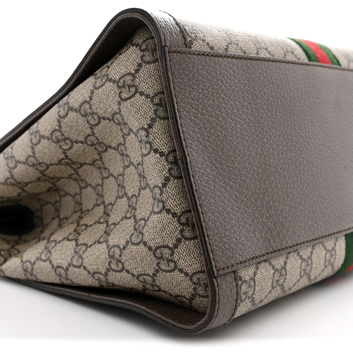GG Supreme Monogram Web Medium Ophidia Tote Bag Brown