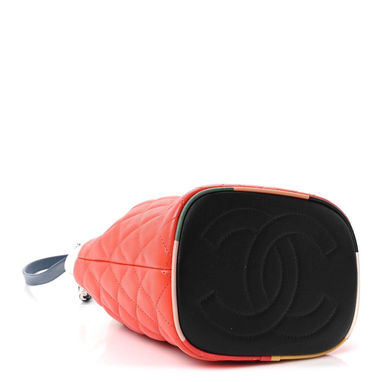 Lambskin Quilted Cuba Drawstring Tote Red White Blue