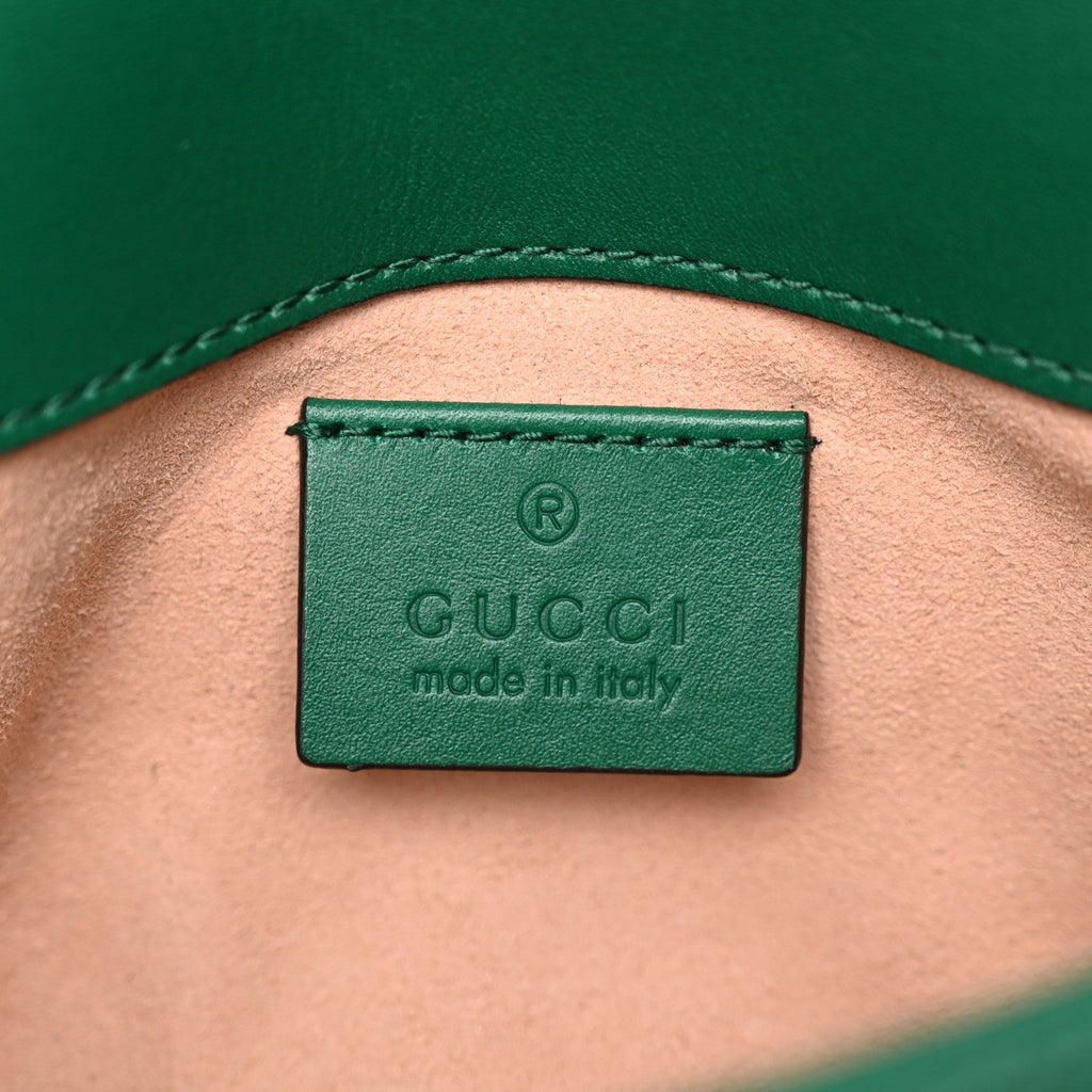 Calfskin Matelasse Super Mini GG Marmont Shoulder Bag Emerald Green