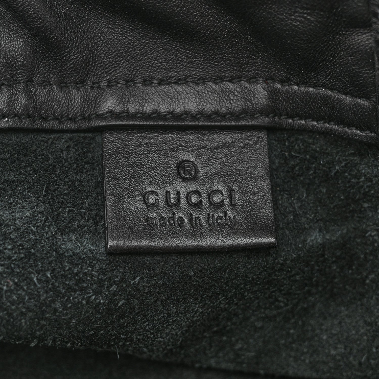 Calfskin Logo Drawstring Backpack Black