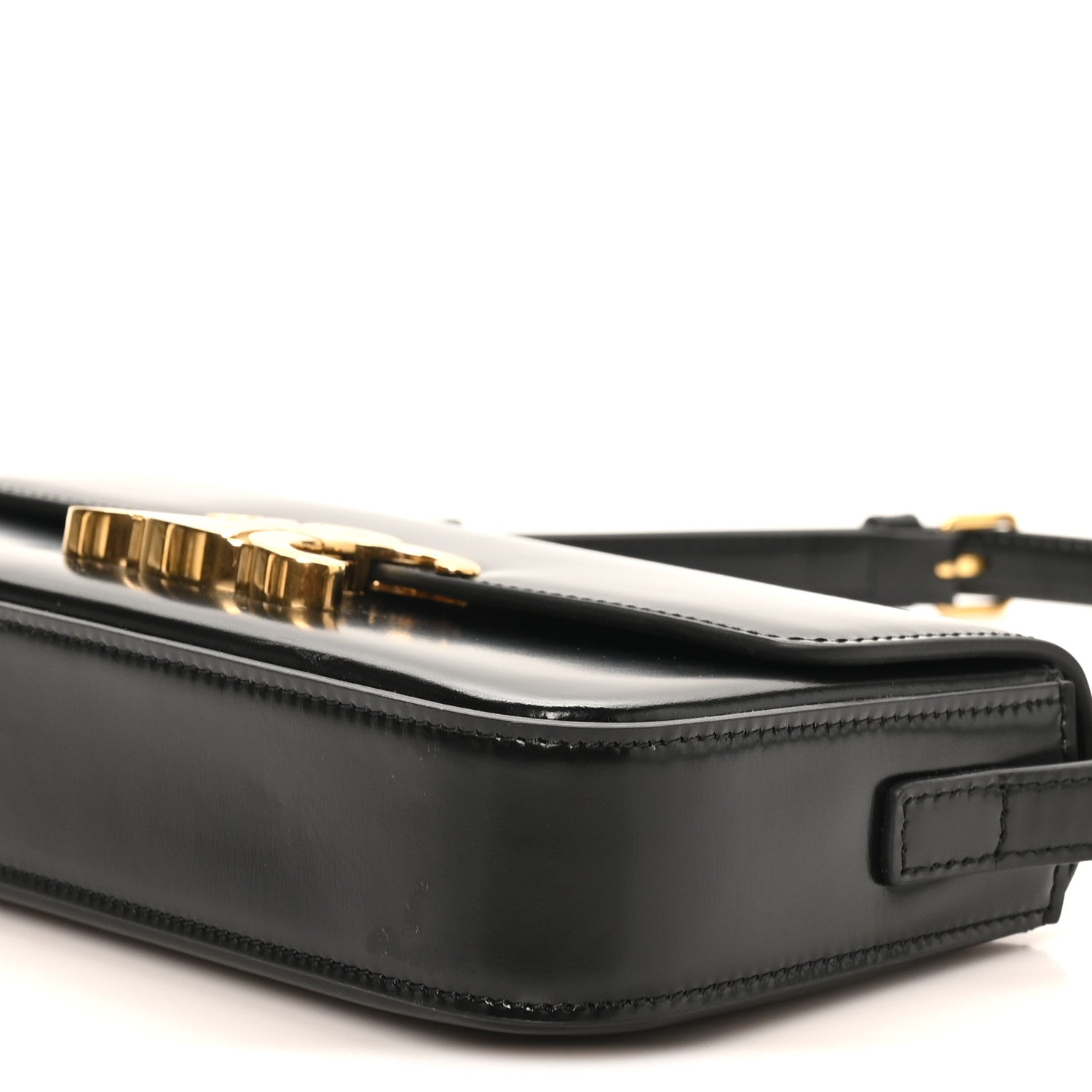 Shiny Calfskin Triomphe Shoulder Bag Black
