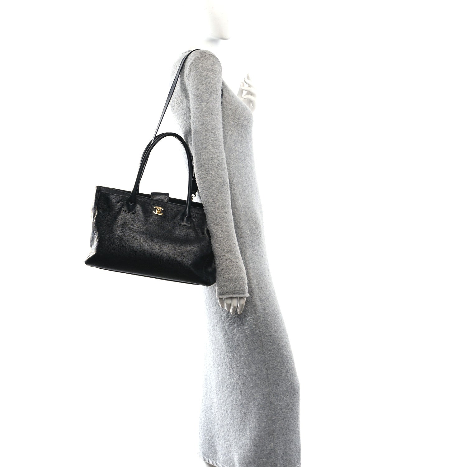 Calfskin Cerf Executive Shopper Tote Black