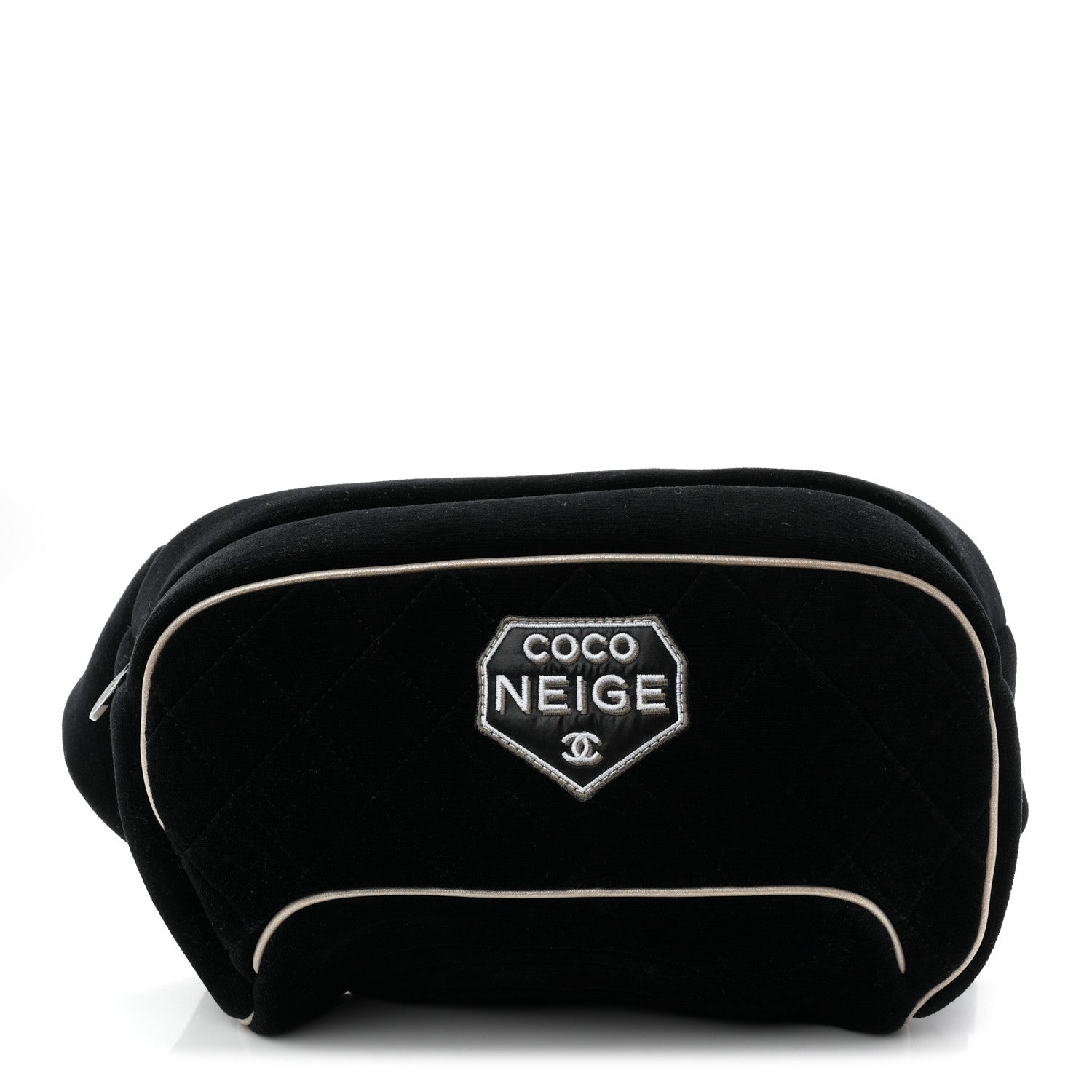 Velvet Quilted Coco Neige Waist Bag Black