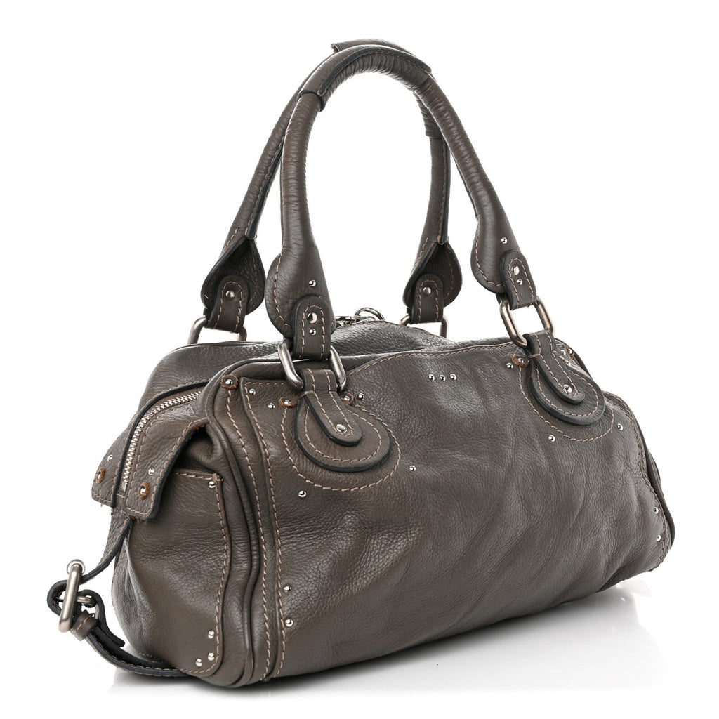 Calfskin Medium Paddington Satchel Gris Vert