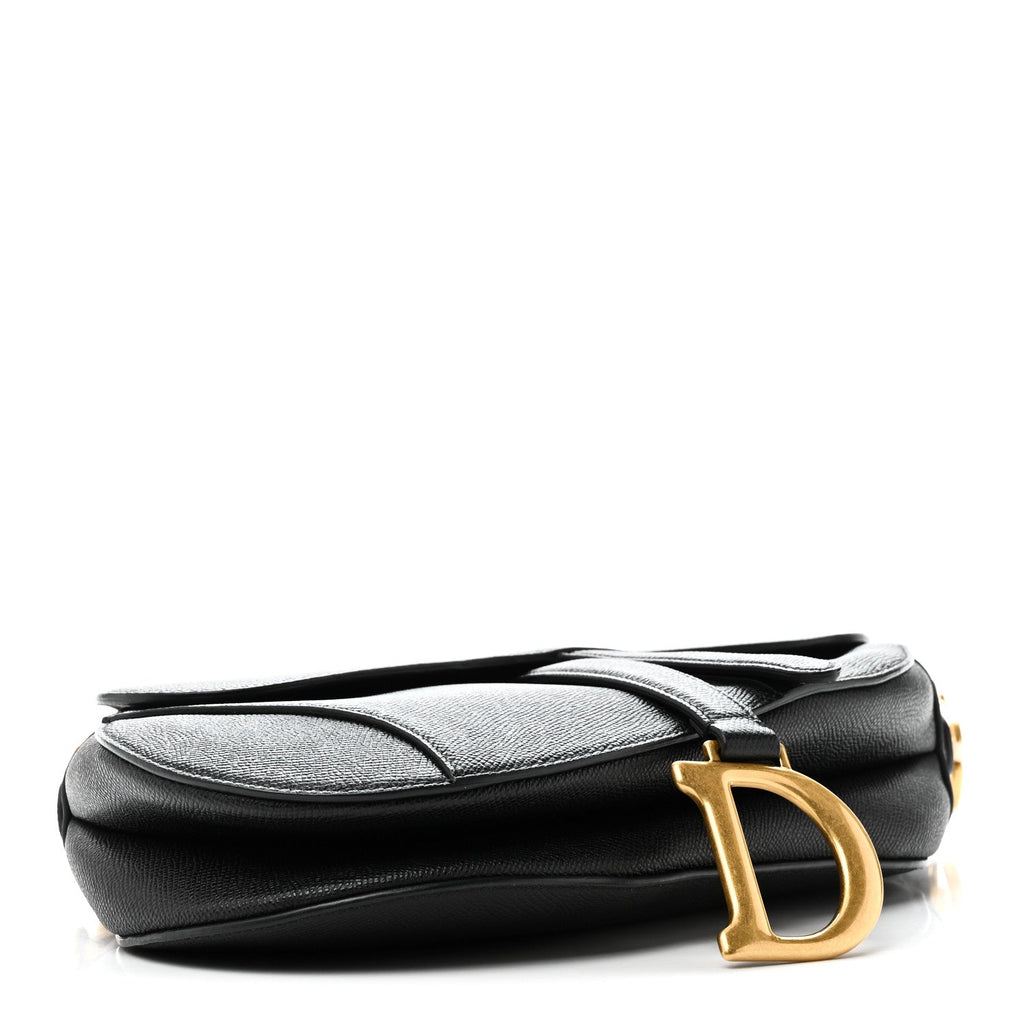 Grained Calfskin Saddle Bag Black