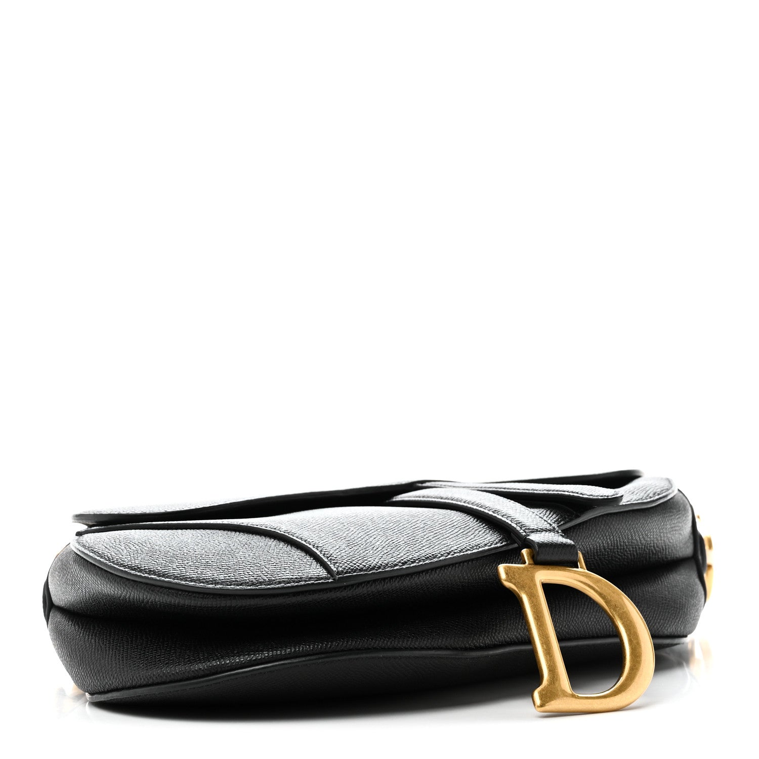 Grained Calfskin Saddle Bag Black