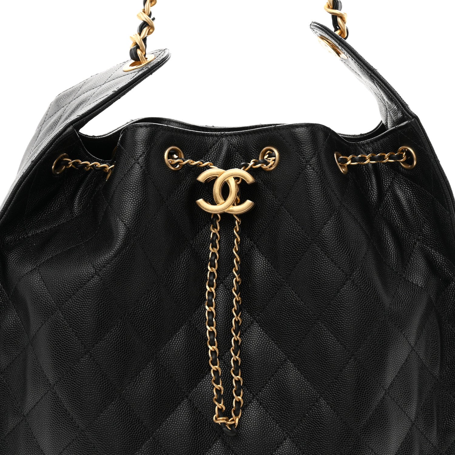 Caviar Quilted Medium Chanel 25 Handbag Black