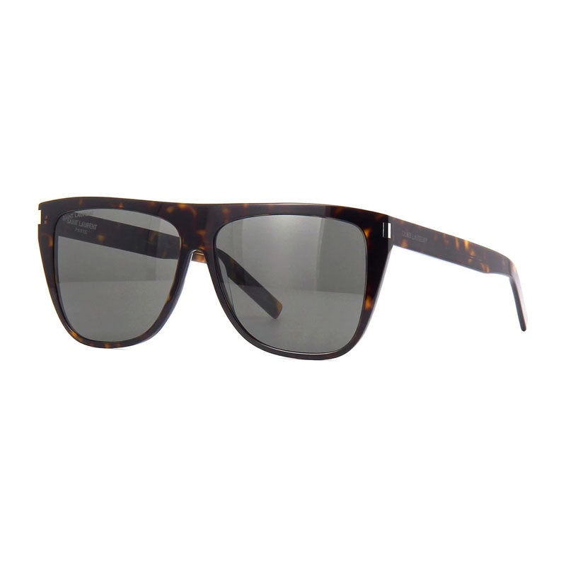 Saint Laurent Sunglasses Square Full Rim, Havana Frame and Grey Lens SL1SLIM002