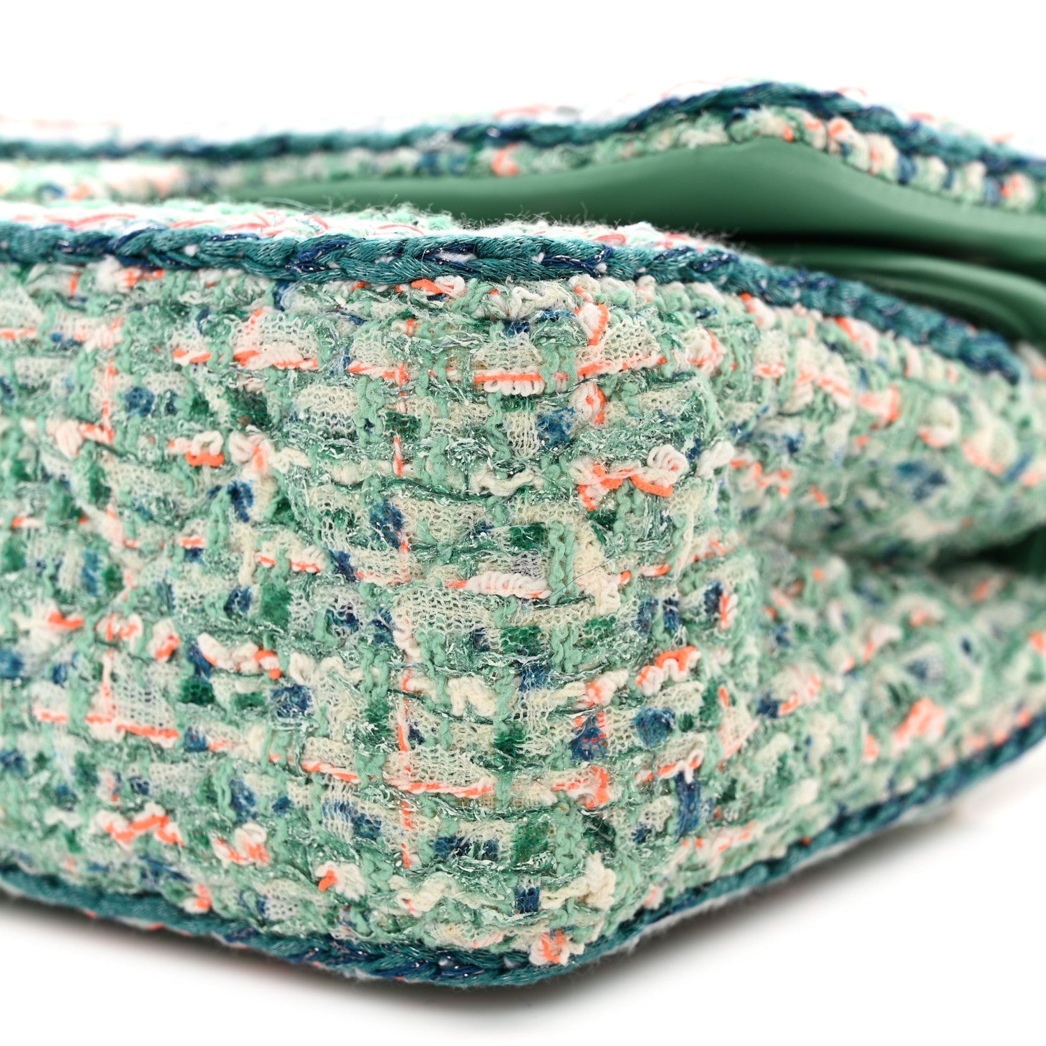 Tweed Braided Medium Flap Green Blue Multicolor