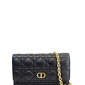 CHRISTIAN DIOR Caro Cannage Calf Leather Shoulder Bag Black