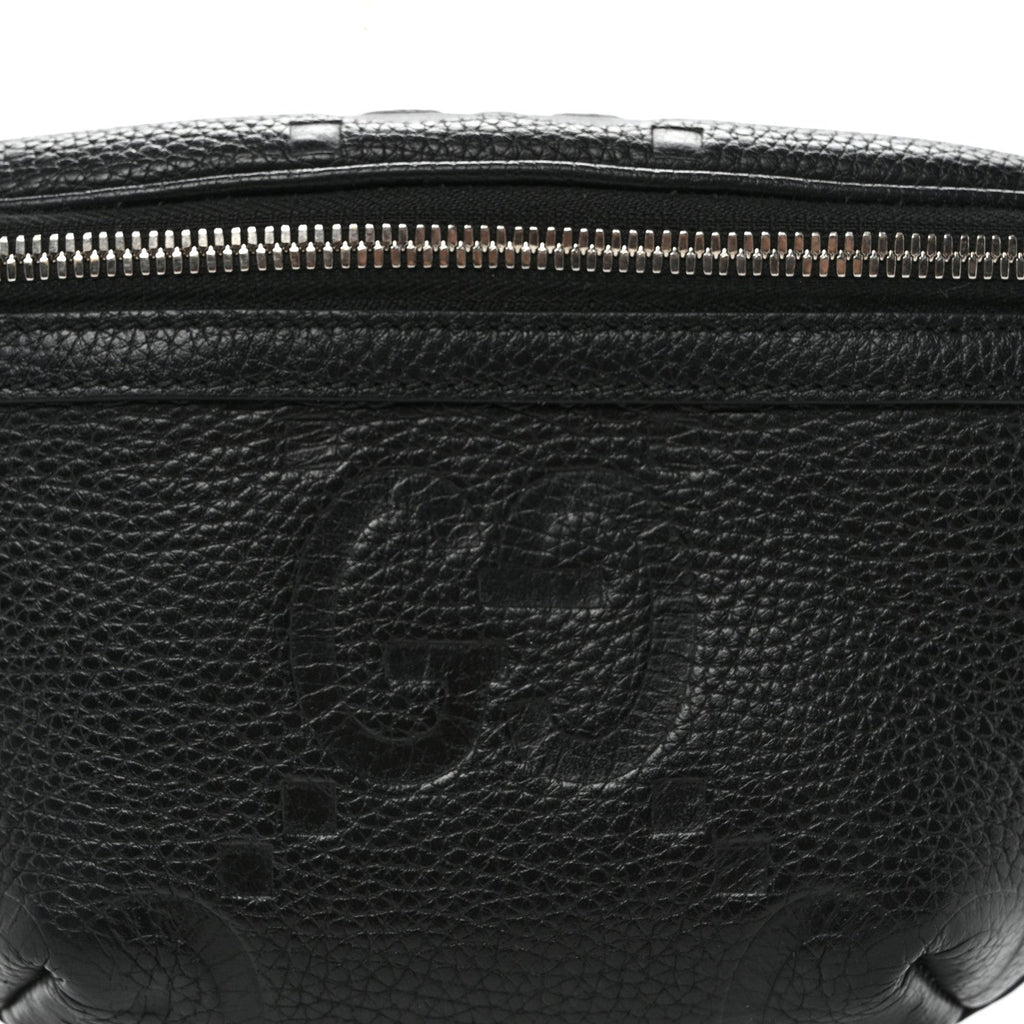 Piuma Calfskin Jumbo GG Embossed Small Belt Bag Black