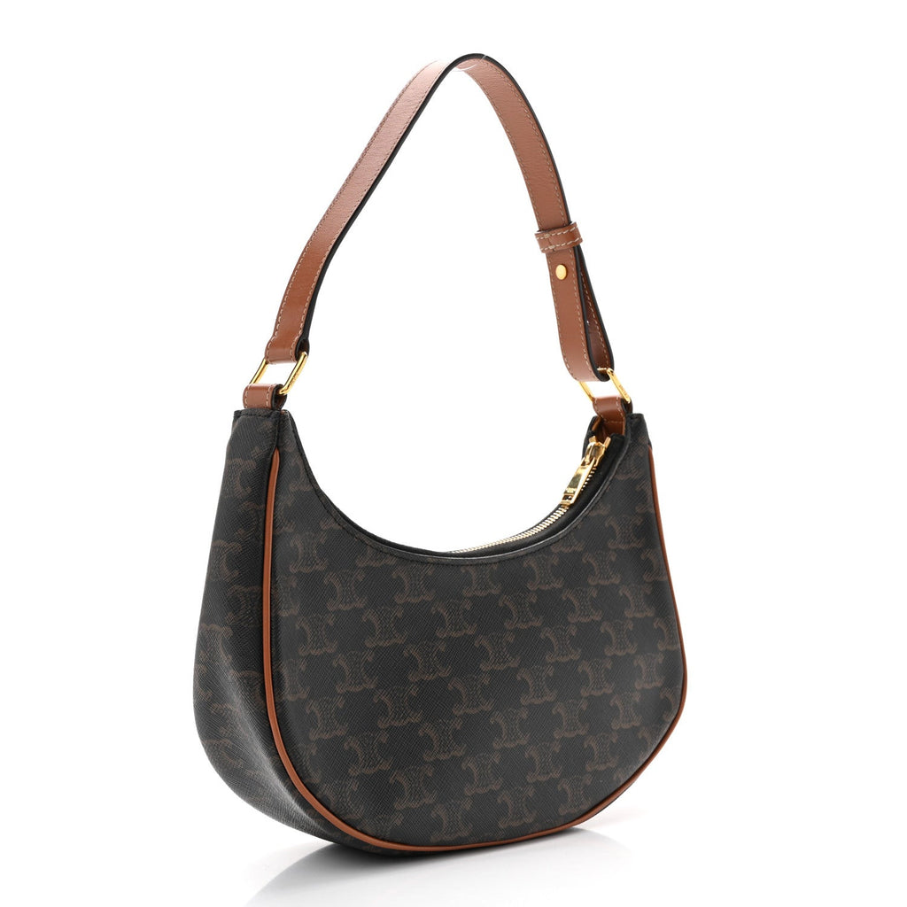 Triomphe Canvas Calfskin Ava Shoulder Bag Tan