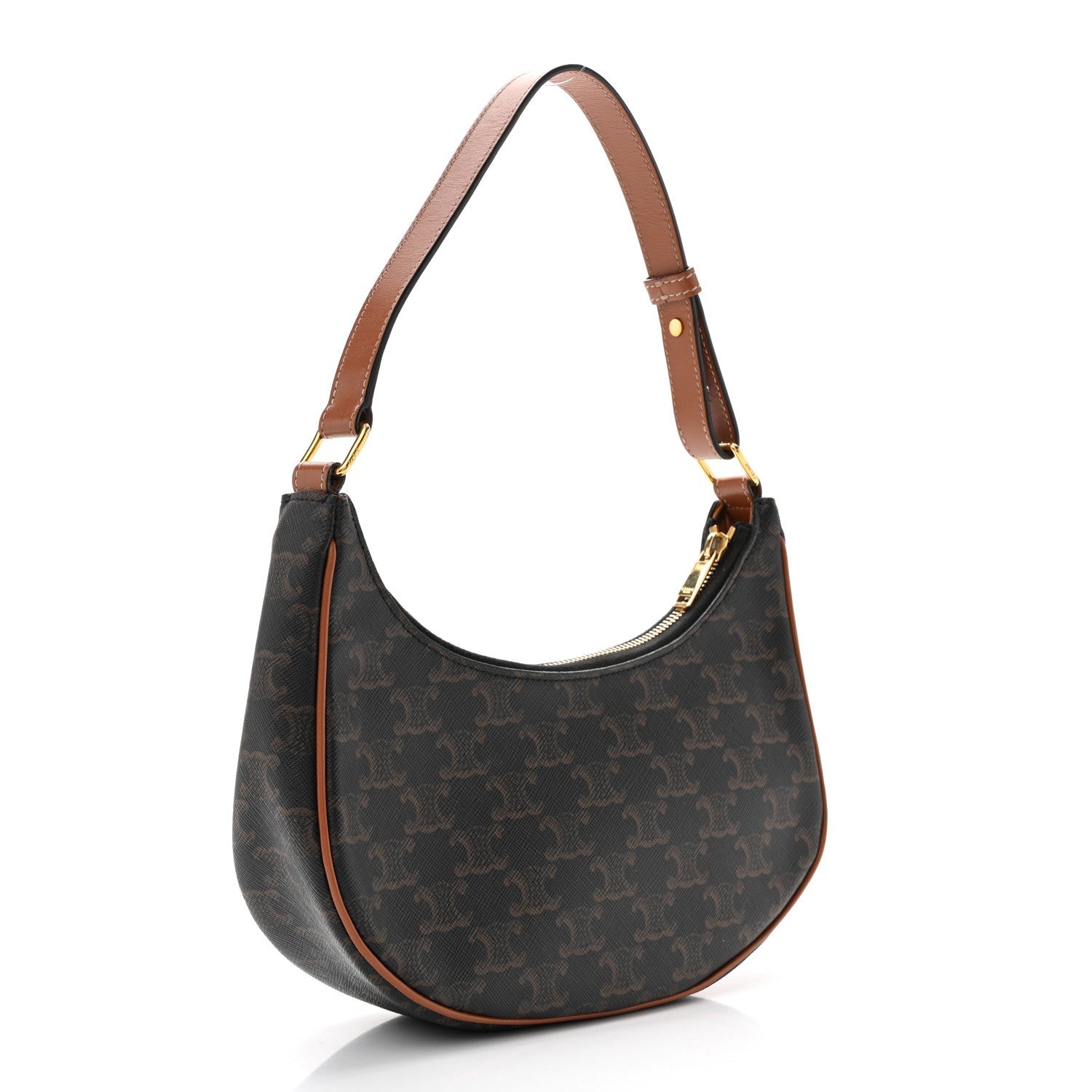 Triomphe Canvas Calfskin Ava Shoulder Bag Tan