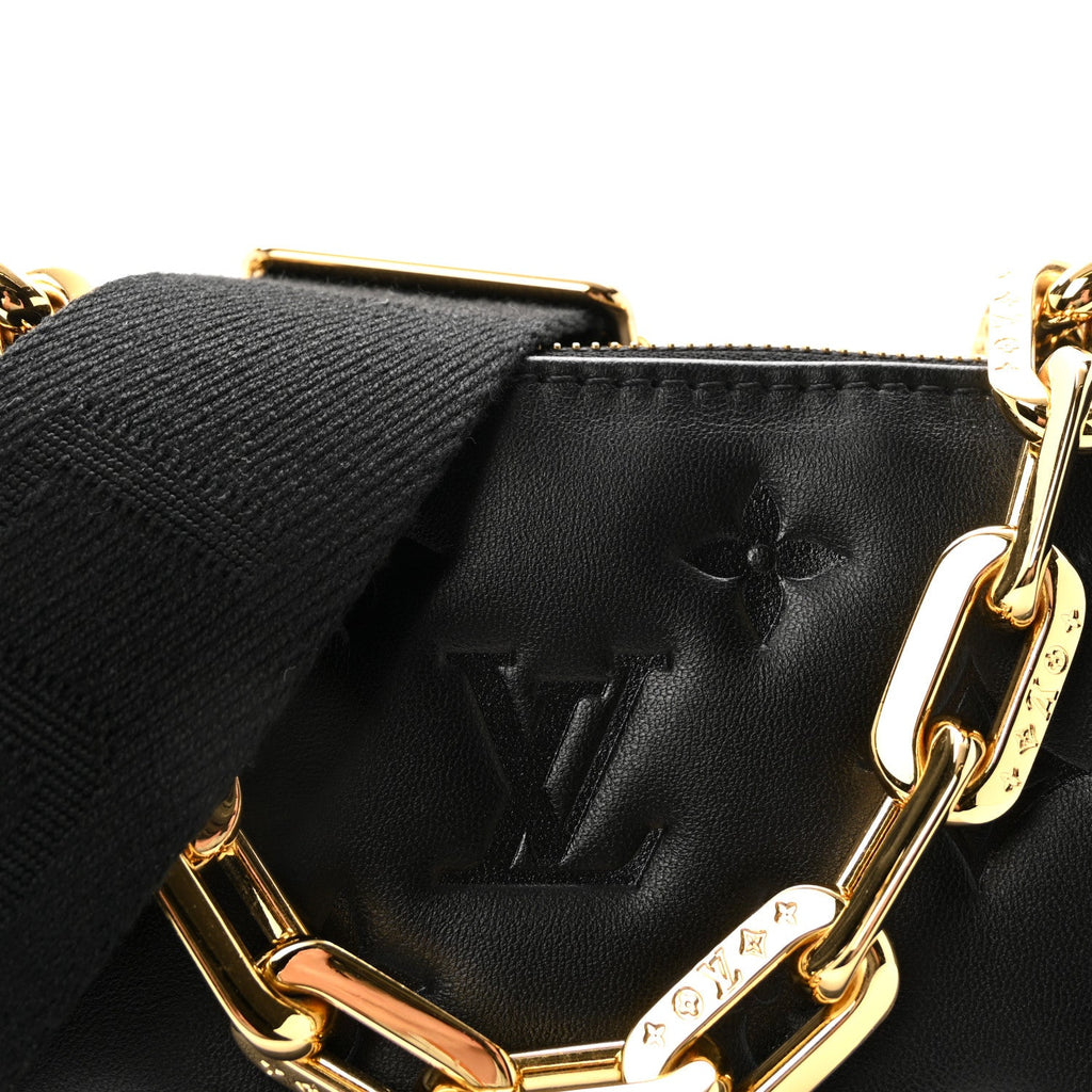 Lambskin Embossed Monogram Coussin PM Black