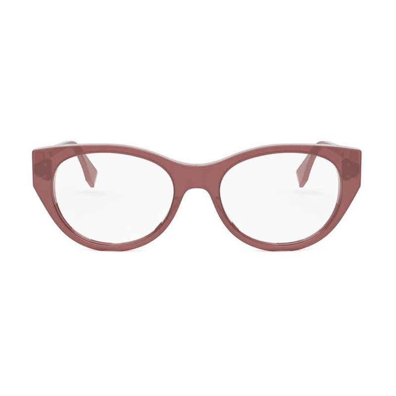 Fendi Eyeglasses Cat Eye Full Rim, Glossy Red Frame and Clear Demo Lenses Lens FE50099I069