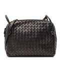Metallic Nappa Intrecciato Nodini Crossbody Messenger Dark Grey