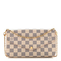 Damier Azur Pochette Felicie Chain Wallet Rose Ballerine
