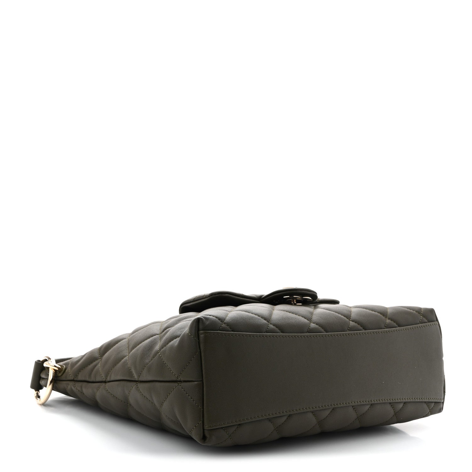 Calfskin Quilted Coco Mellow Hobo Khaki