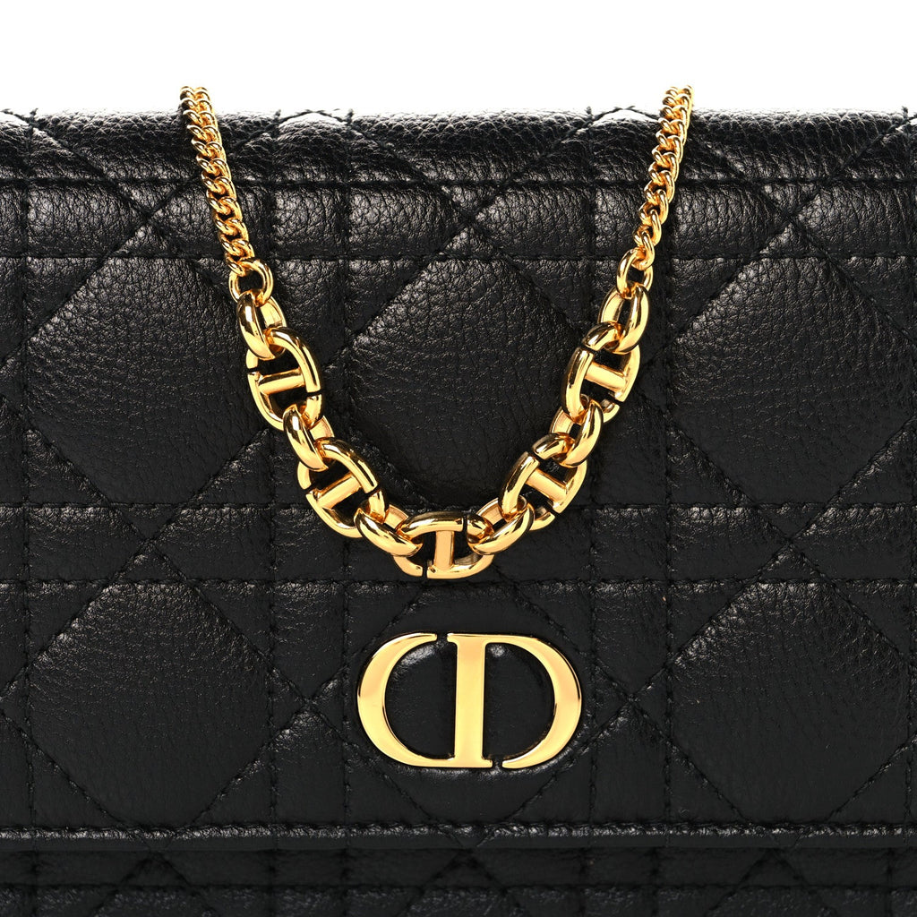 Supple Calfskin Cannage Caro Belt Pouch with Chain  Black