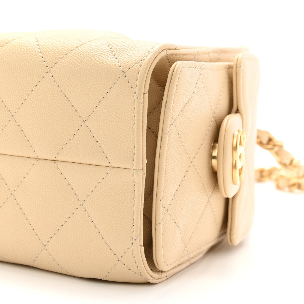 Caviar Quilted Mini Chanel 25 Handbag Beige