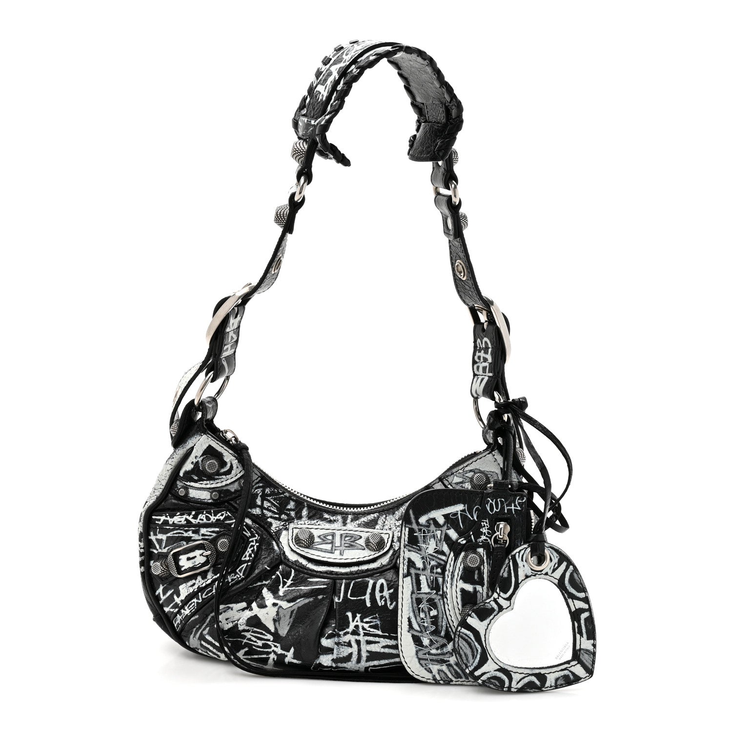 Agneau Arena Graffiti Le Cagole Shoulder Bag XS Black