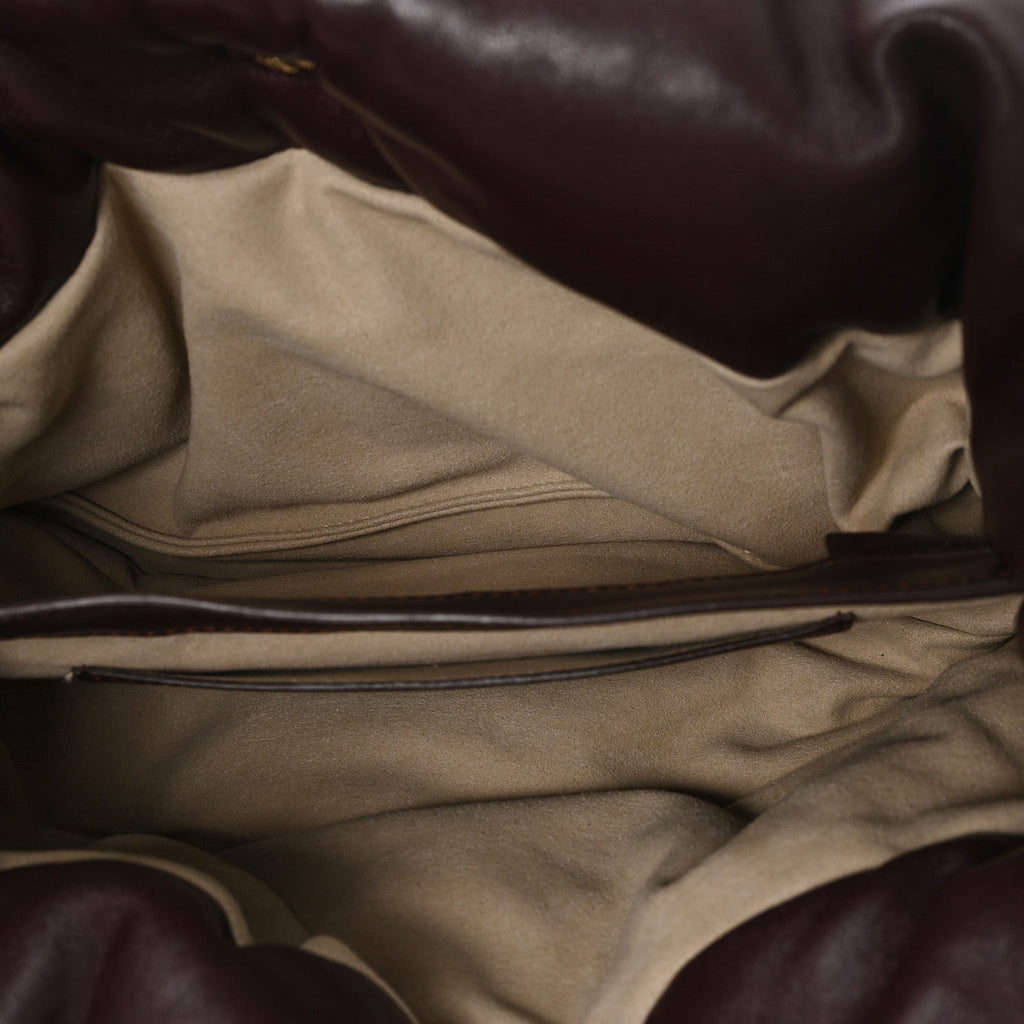Lambskin Puffy Tobo Chain Shoulder Bag Chocolate