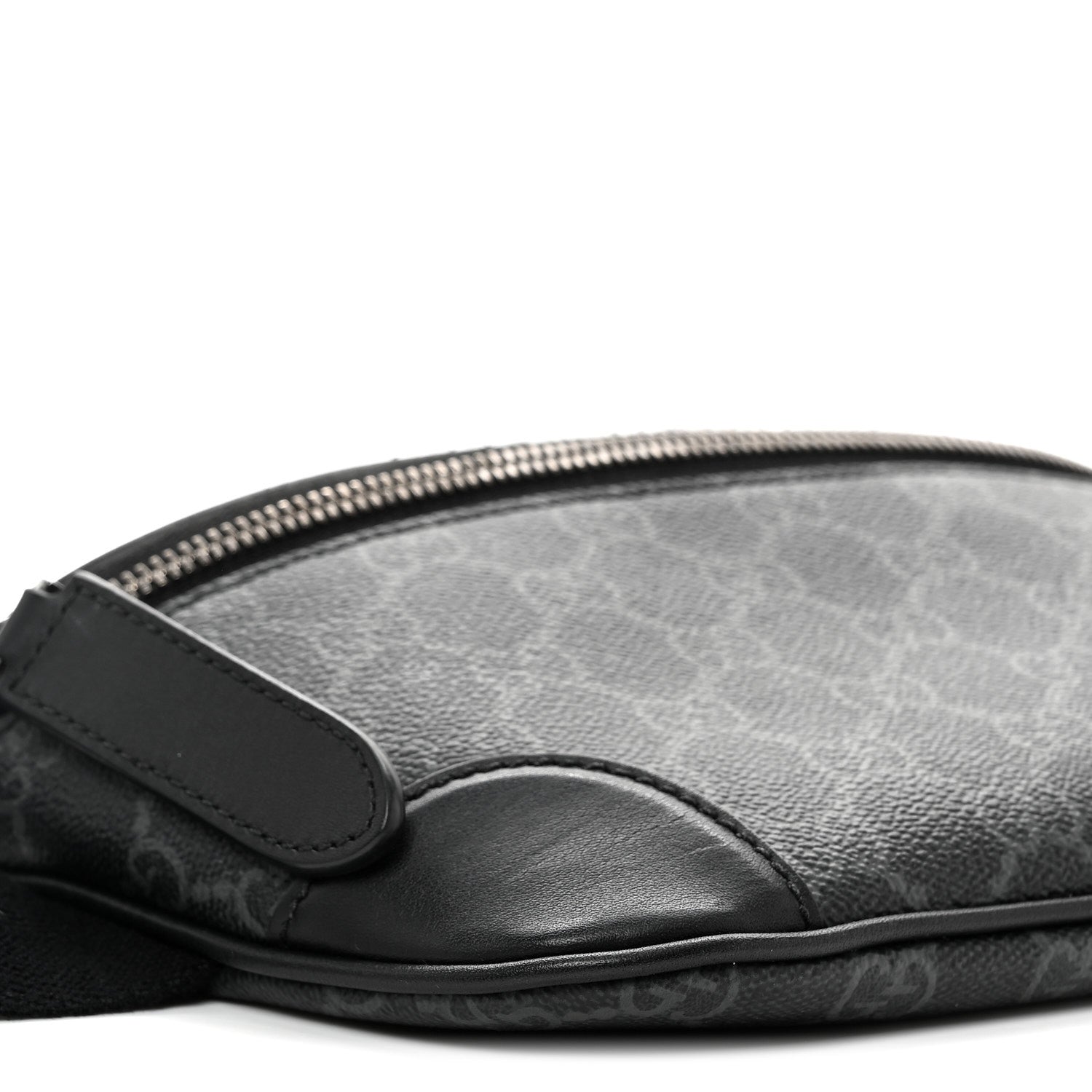 GG Supreme Monogram Emblem Calfskin Small Belt Bag Black Grey