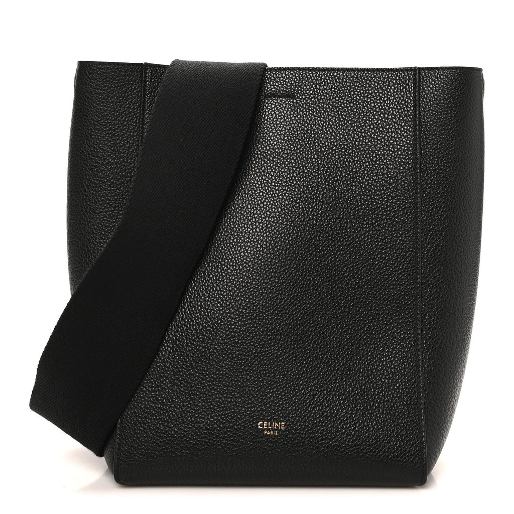 Soft Grained Calfskin Small Sangle Bucket Bag Black