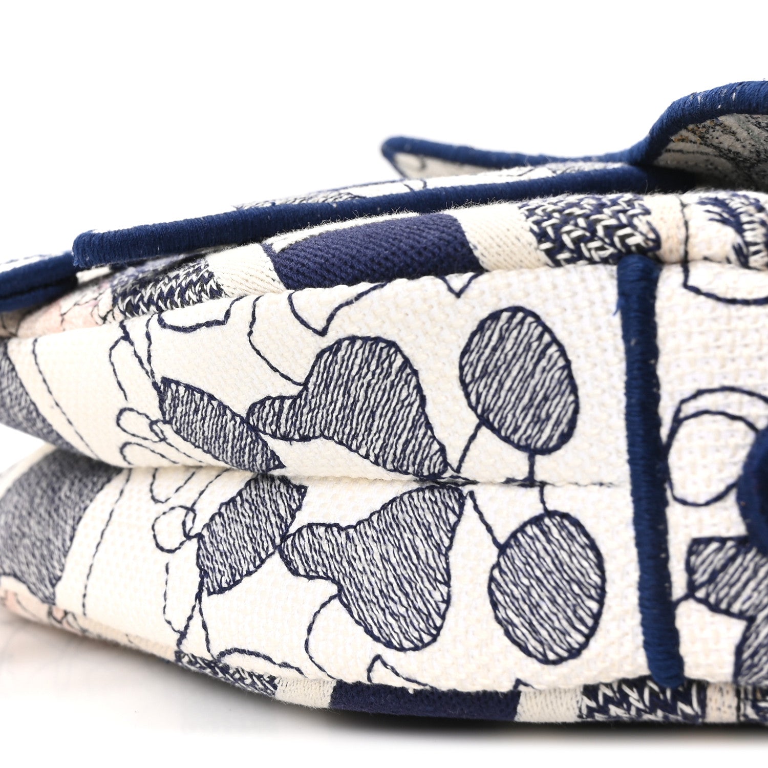 Canvas Embroidered Around the World Saddle Bag Blue