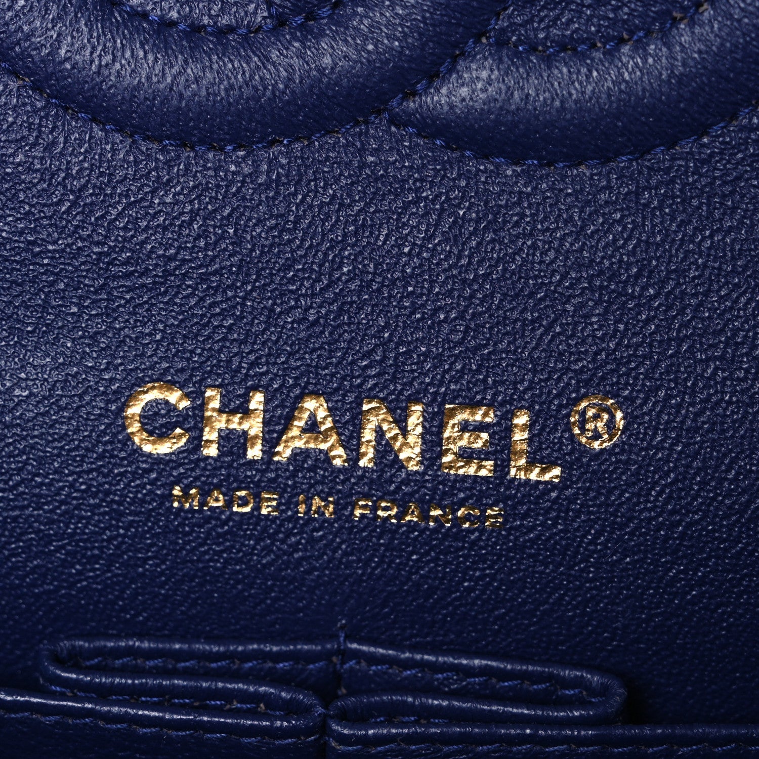 Lambskin Chevron Quilted Medium Double Flap Blue