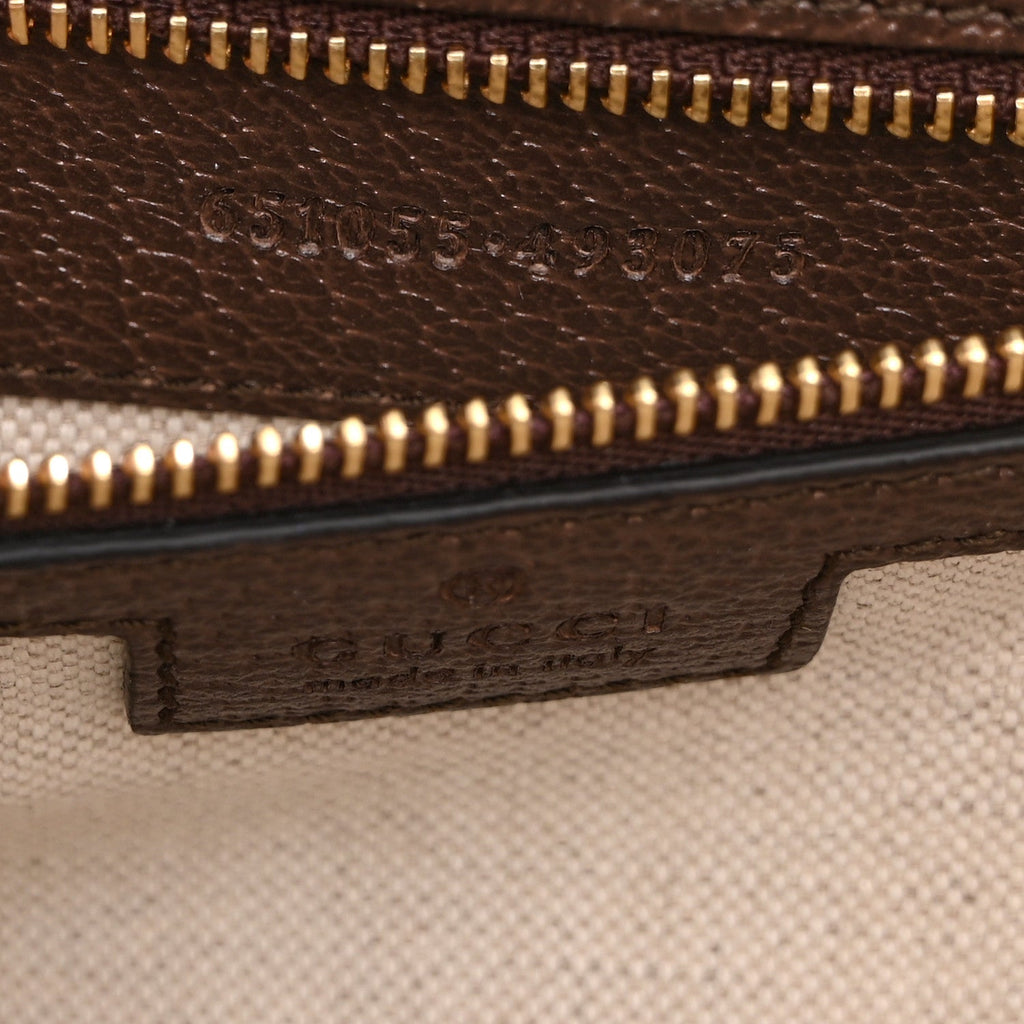 Monogram Jumbo GG Textured Dollar Calfskin Web Small Ophidia Padlock Top Handle Bag Camel Ebony New Acero