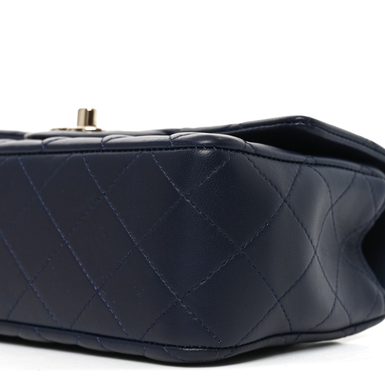 Lambskin Quilted Mini Chain Top Handle Rectangular Flap Navy