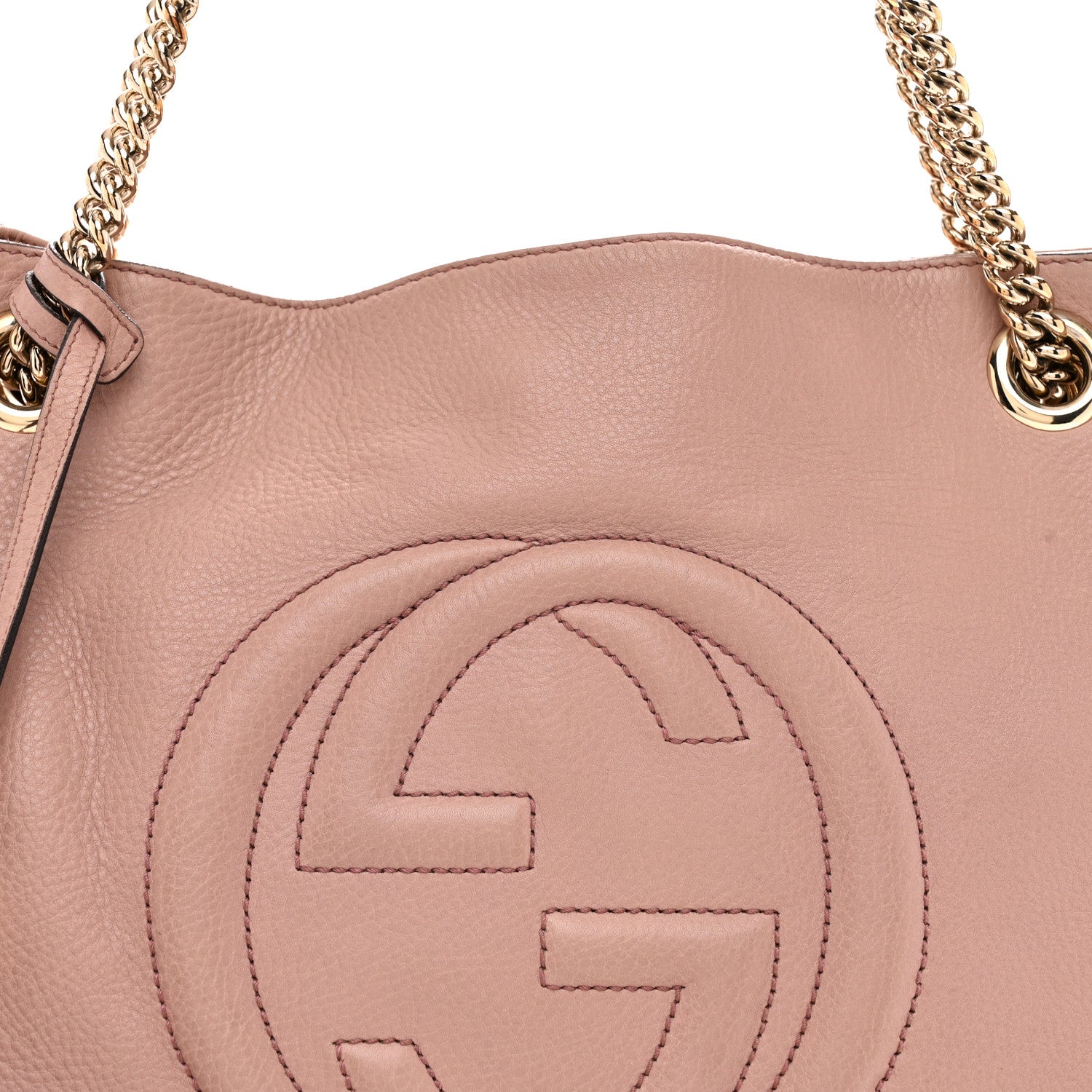 Pebbled Calfskin Medium Soho Chain Shoulder Bag Antique Rose
