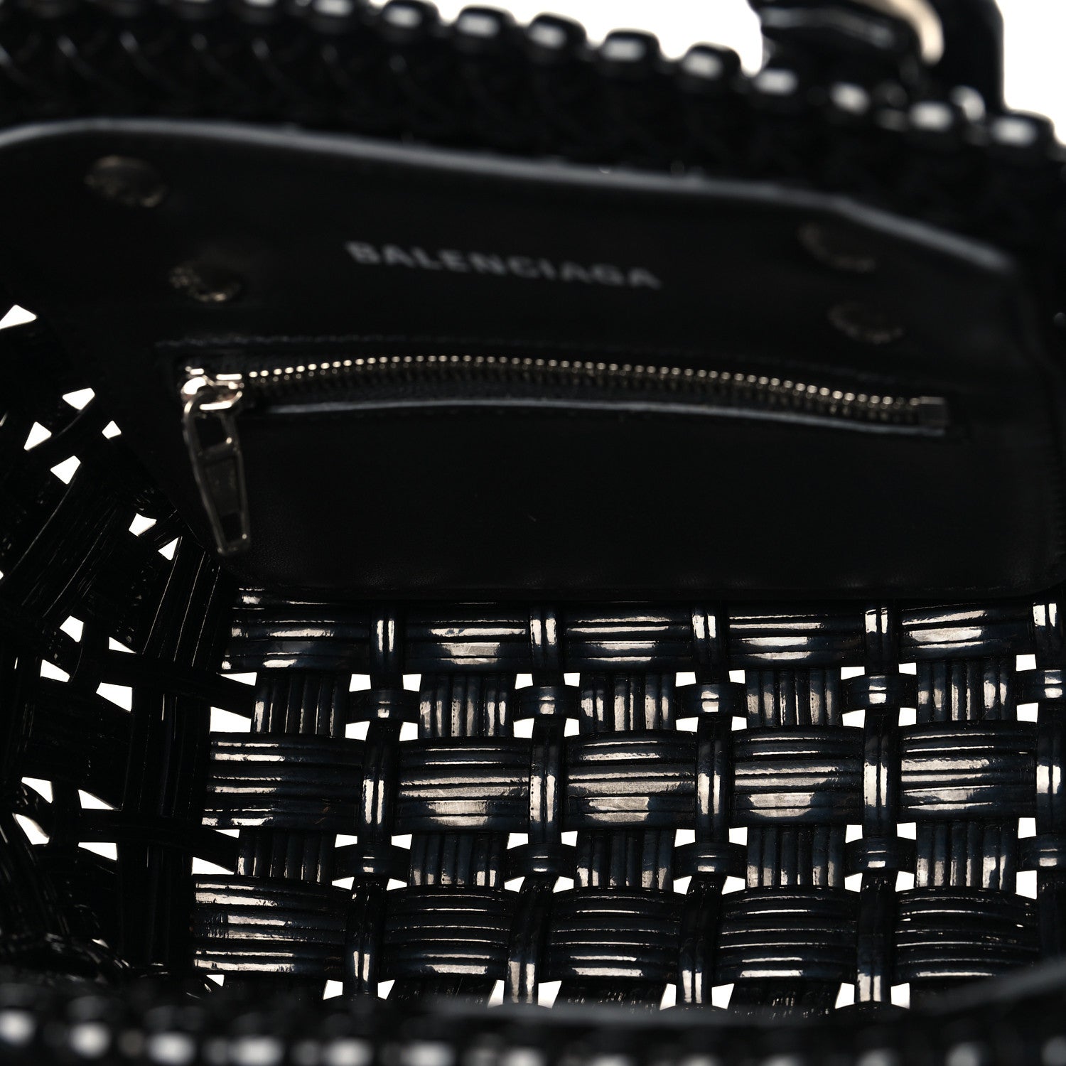 Faux Calfskin Braided Varnished XXS Bistro Basket Black