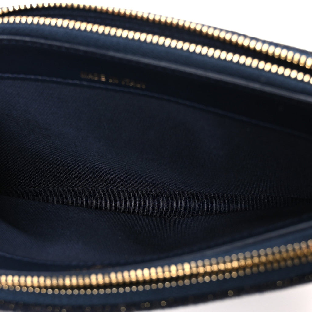Canvas Small Deauville Clutch With Chain Navy