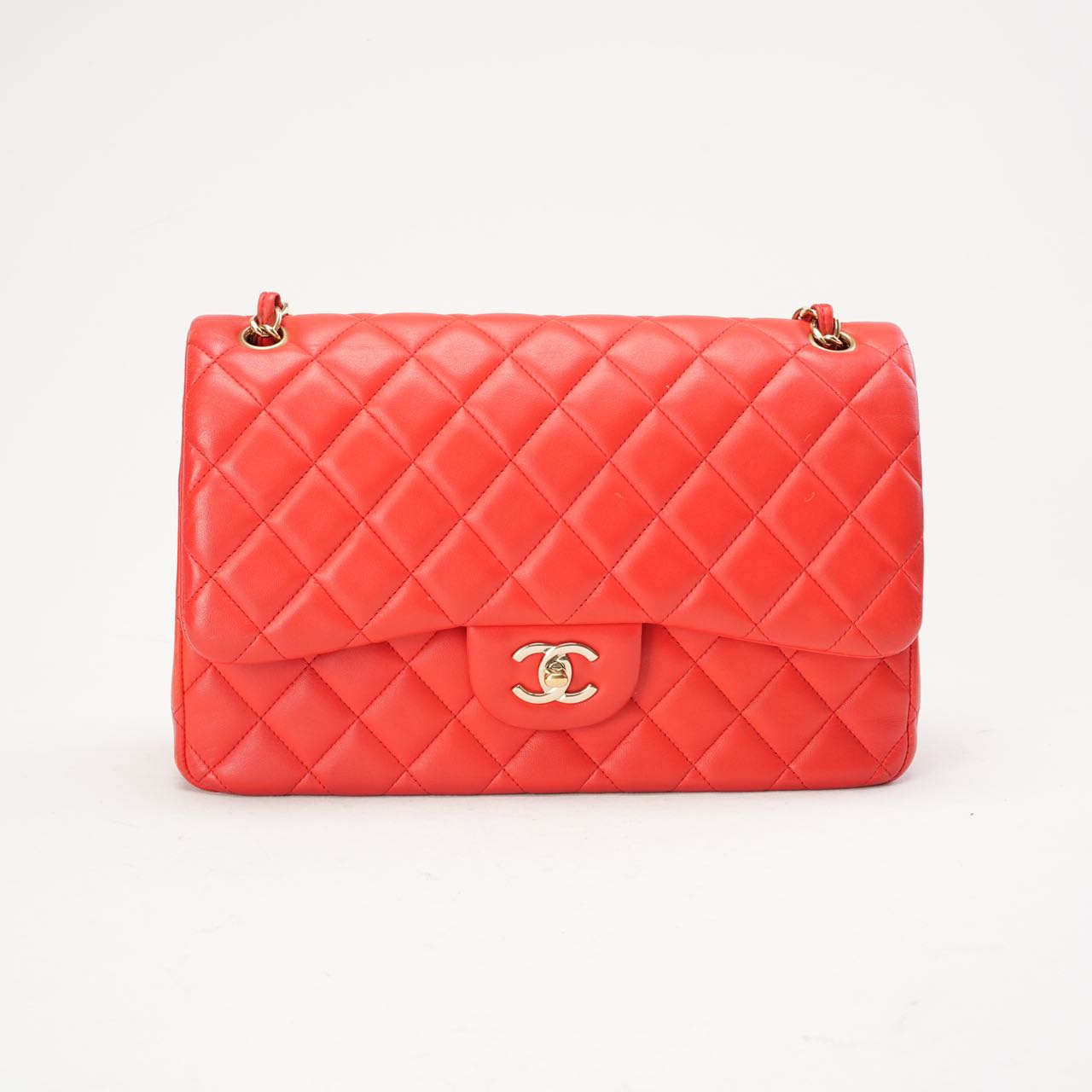 Chanel Classic Jumbo Double Flap Lambskin Red 2017