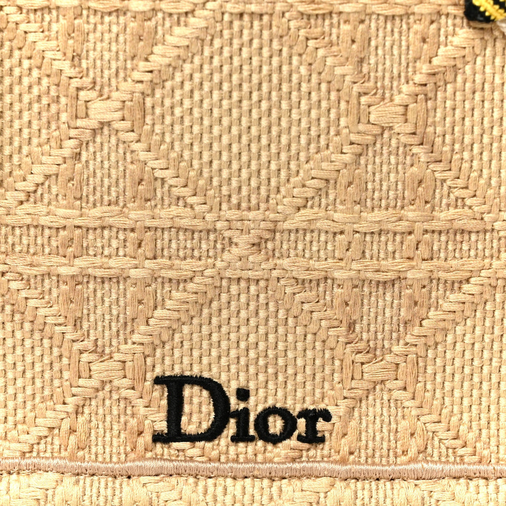 Raffia Cannage Crocheted Bee Mini Book Tote with Strap Natural