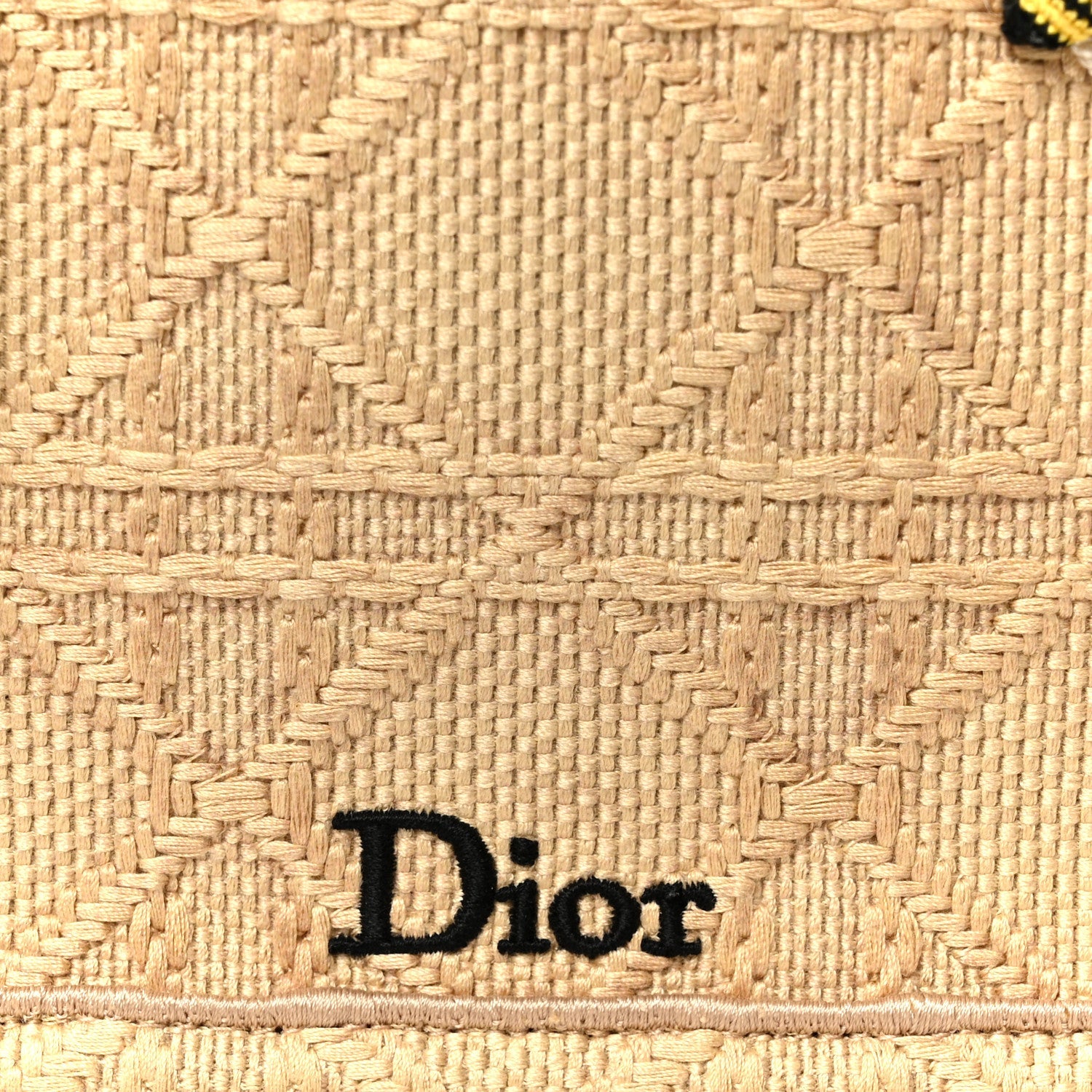 Raffia Cannage Crocheted Bee Mini Book Tote with Strap Natural